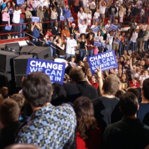 Crowd at Barack Obama rally in Reynolds Coliseum