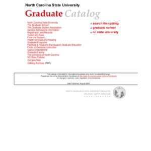 North Carolina State University Graduate Catalog, Fall 2004