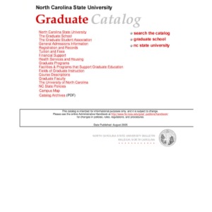 North Carolina State University Graduate Catalog, Fall 2005