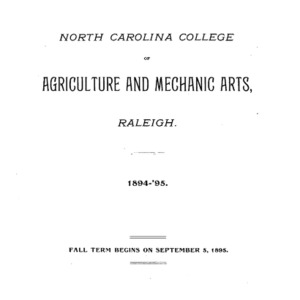 North Carolina College of Agriculture and Mechanic Arts, Sixth Annual Catalogue, 1894-95