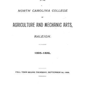 North Carolina College of Agriculture and Mechanic Arts, Seventh Annual Catalogue, 1895-96