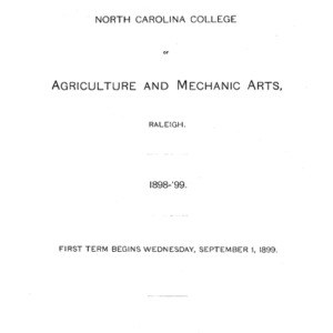 North Carolina College of Agriculture and Mechanic Arts, Tenth Annual Catalogue, 1898-99