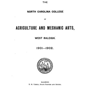 North Carolina College of Agriculture and Mechanic Arts Catalogue, 1901-1902