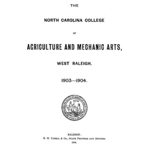 North Carolina College of Agriculture and Mechanic Arts Catalogue, 1903-1904