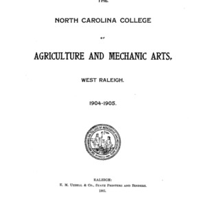 North Carolina College of Agriculture and Mechanic Arts Catalogue, 1904-1905