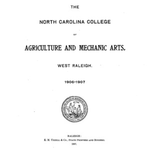North Carolina College of Agriculture and Mechanic Arts Catalogue, 1906-1907