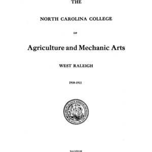 North Carolina College of Agriculture and Mechanic Arts Catalogue, 1910-1911