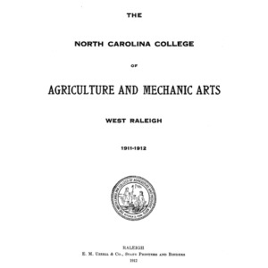 North Carolina College of Agriculture and Mechanic Arts Catalogue, 1911-1912