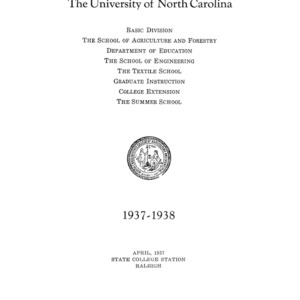 North Carolina State College of Agriculture and Engineering Catalog, 1937-1938