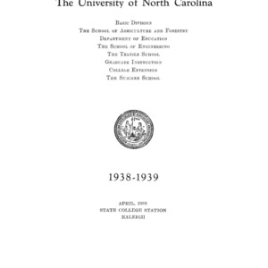 North Carolina State College of Agriculture and Engineering Catalog, 1938-1939