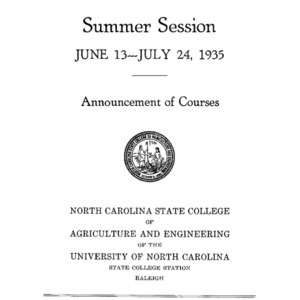 North Carolina State College of Agriculture and Engineering Summer Session, June 13 to July 24, 1935 (State College Record Vol. 34 No. 5)