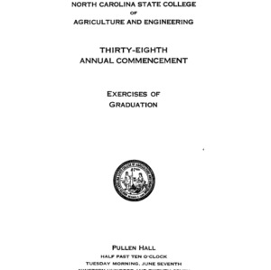 North Carolina State College of Agriculture and Engineering, Thirty-eighth Annual Commencement, June 7, 1927