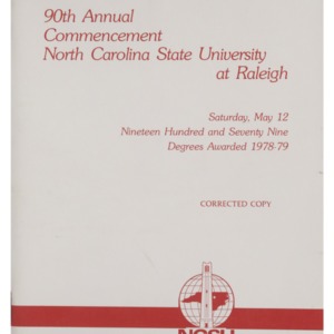 North Carolina State University, Ninetieth Annual Commencement, May 12, 1979