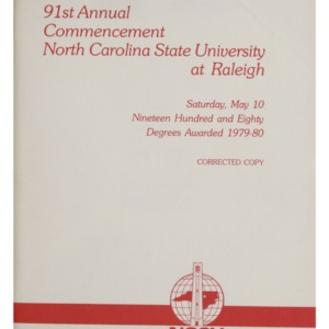 North Carolina State University, Ninety-First Annual Commencement, May 10, 1980