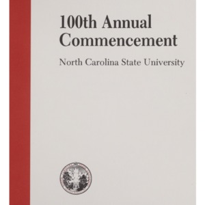 North Carolina State University, One Hundredth Annual Commencement, May 6, 1989