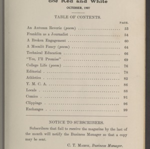 Red and White, Vol. 9 No. 2, October 1907
