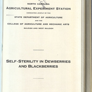 Self-sterility in Dewberries and Blackberries (North Carolina Agricultural Experiment Station Technical Bulletin No. 11)