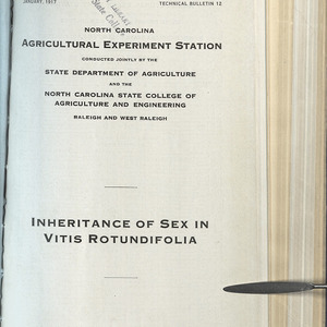 Inheritance of Sex in Vitis Rotundifolia (North Carolina Agricultural Experiment Station Technical Bulletin No. 12)