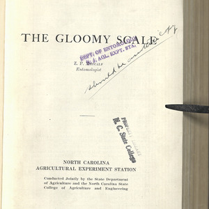 The Gloomy Scale (North Carolina Agricultural Experiment Station Technical Bulletin No. 21)