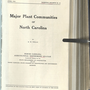 Major plant communities of North Carolina (North Carolina Agricultural Experiment Station Technical Bulletin No. 25)