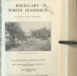 Bacillary white diarrhea (North Carolina Agricultural Experiment Station Technical Bulletin No. 29)
