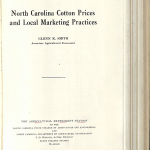 North Carolina Cotton prices and local marketing practices (North Carolina Agricultural Experiment Station. Technical bulletin 64)