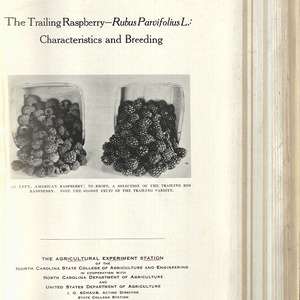 The trailing raspberry-Rubus Parvifolius: Characteristics and Breeding (North Carolina Agricultural Experiment Station. Technical bulletin 65)