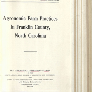 Agronomic farm practices in Franklin County, North Carolina (North Carolina Agricultural Experiment Station. Technical bulletin 66)