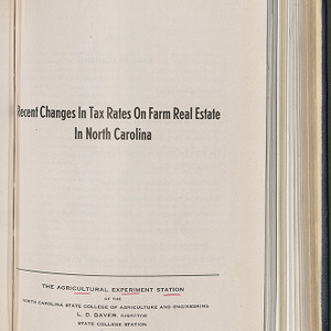 Recent changes in tax rates on farm real estate in North Carolina (North Carolina Agricultural Experiment Station. Technical bulletin 72)