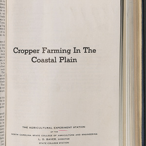 Cropper farming in the costal plain (North Carolina Agricultural Experiment Station. Technical bulletin 73)