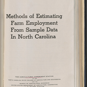 Methods of estimating farm employment from sample data in North Carolina (North Carolina Agricultural Experiment Station. Technical bulletin 75)