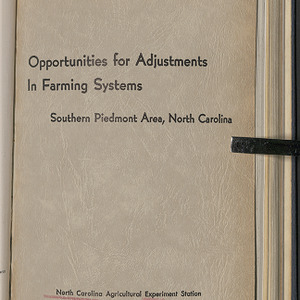 Opportunities for adjustments in farming systems: Southern piedmont area, North Carolina (North Carolina Agricultural Experiment Station. Technical bulletin 87)