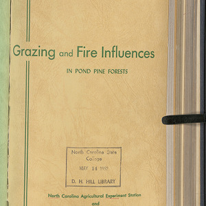 Grazing and fire influences in pond pine forests (North Carolina Agricultural Experiment Station. Technical bulletin 97)