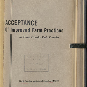 Acceptance of improved farm practices in three coastal pain counties (North Carolina Agricultural Experiment Station. Technical bulletin 98)
