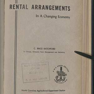 Rental Arrangements in a changing economy (North Carolina Agricultural Experiment Station. Technical bulletin 108)