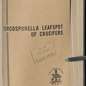 Cercosporella leafspot of crucifers (North Carolina Agricultural Experiment Station. Technical bulletin 109)