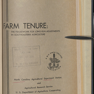 Farm tenure: The framework for long-run adjustments in southeastern agriculture (North Carolina Agricultural Experiment Station. Technical bulletin 110)