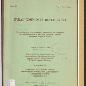 Rural Community Development (Progress Report RS-25.)