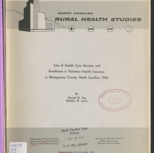 Use of Health Care Services and Erollment in Voluntary Health Insurance in Montgomery County, North Carolina, 1956 (Progress Report RS-31)