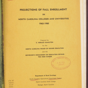 Projections of Fall Enrollment in North Carolina Colleges and Universities, 1962-1980 (Progress Report RS-41)