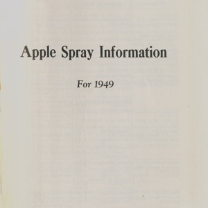 Apple Spray Information (Special Circular. No. 6, 1949)