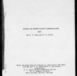 Results of Cotton Variety Demonstrations, 1928 (Agronomy Information Circular No. 20)
