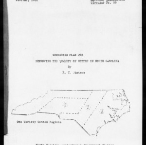 Suggested Plant for Improving the Quality of Cotton in North Carolina (Agronomy Information Circular No. 59)