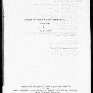 Results of Cotton Variety Experiments, 1931-1936 (Agronomy Information Circular No. 105)