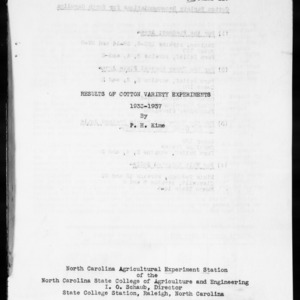 Results of Cotton Variety Experiments, 1933-1937 (Agronomy Information Circular No. 110)