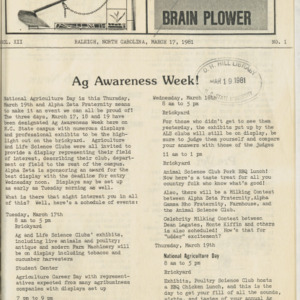 Brain Plower/Plow, Vol. 12 No. 1, March 17, 1981