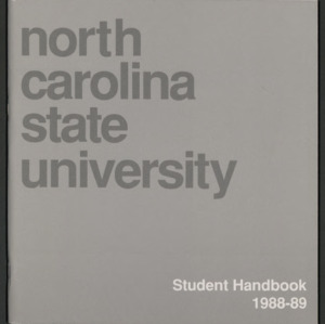North Carolina State University Student Handbook 1988-1989.