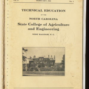 Agricultural and Engineering College Record, Technical Education, Vol. 17 No. 1, Feb 1918
