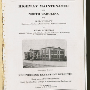 State College Record, Highway Maintenance in NC, Vol. 17 No. 2, July 1918