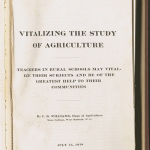 Vitalizing the Study of Agriculture (State College Record, Vol. 17 No. 4), July 15, 1918